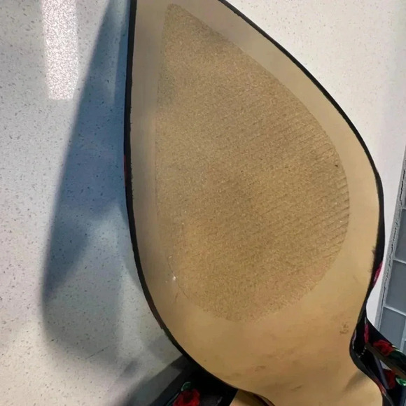 Worn Navy Satin Open Toe Heels Size 10 - Picture 9 of 16